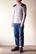 Wooly Back Commando Sweater Crew Neck with Patches Heather Mix-1