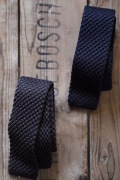WORKERS Silk Knit Tie Charcoal Grey, Dark Navy-1