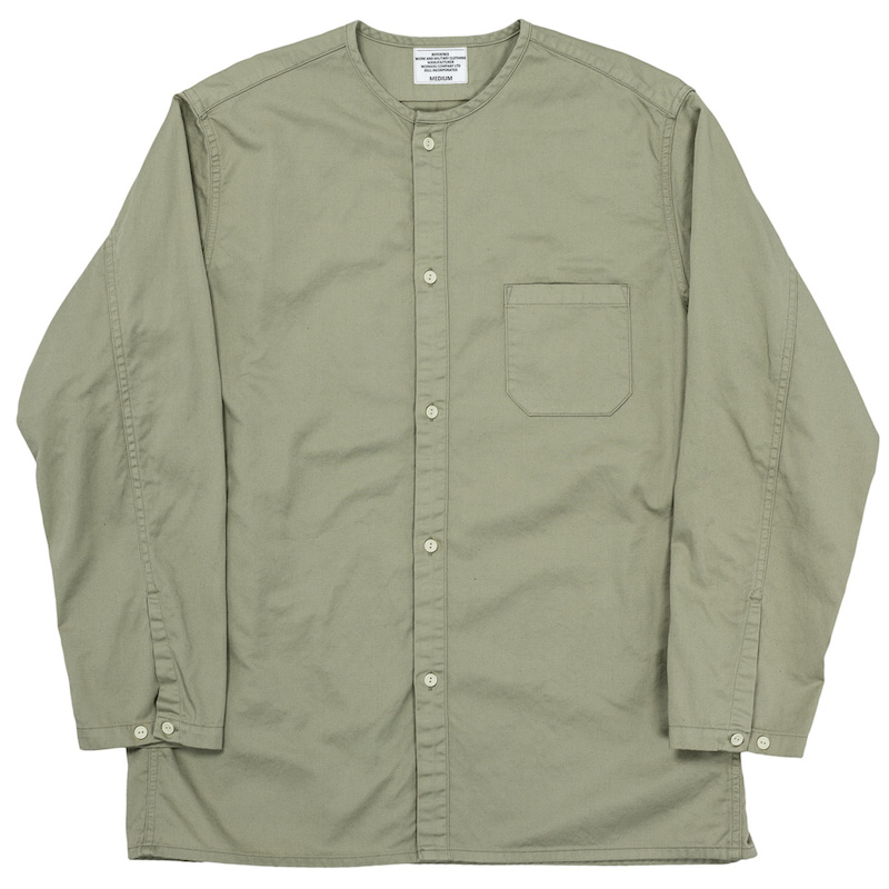 Sleeping Open Front Shirt Green Ecru Twill