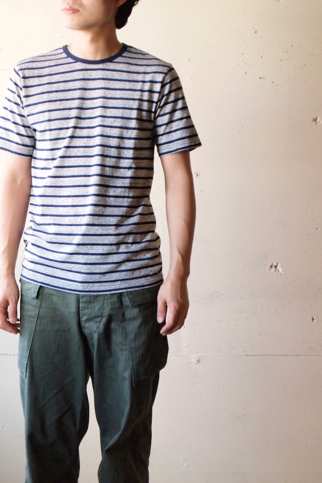 UNION GARMENT 247 Border TEE, Gray-Navy-1