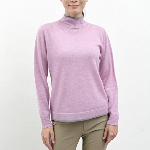 【ビエラヤーン】襟裾配色ハイネック【M・L展開】【18002】