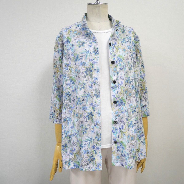 【SALE】オパール花柄マオカラー前開き【7分袖】【24082】