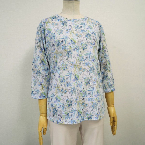 【SALE】オパール加工 花柄【7分袖】Ｔシャツ【24094】