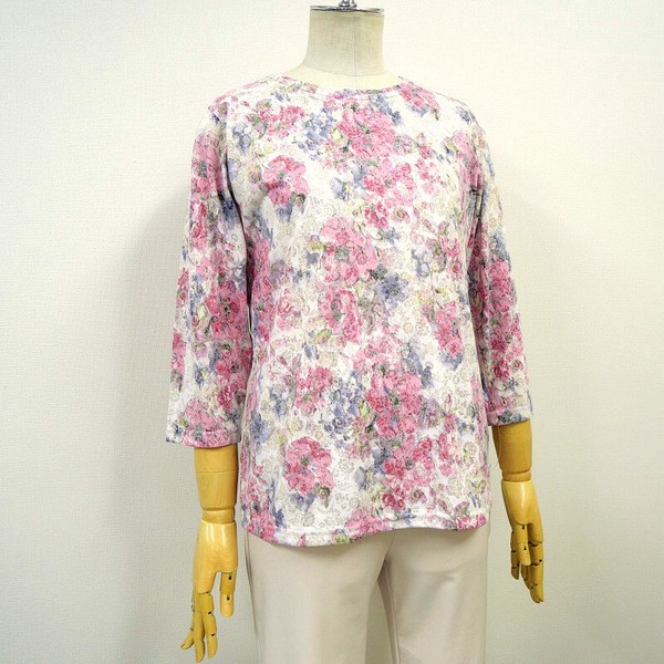 【SALE】オパール加工ぼかし花柄【7分袖】Ｔシャツ【24095】