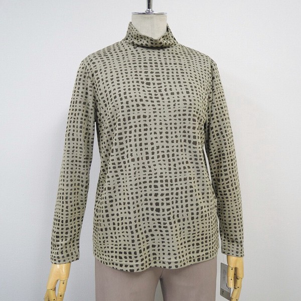 【リヨセル混】石ころ柄プリントハイネック【24814A】