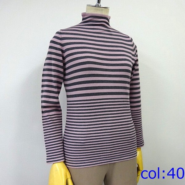 レーヨンストレッチ ボーダーボトルネック【M・L展開】【44302】