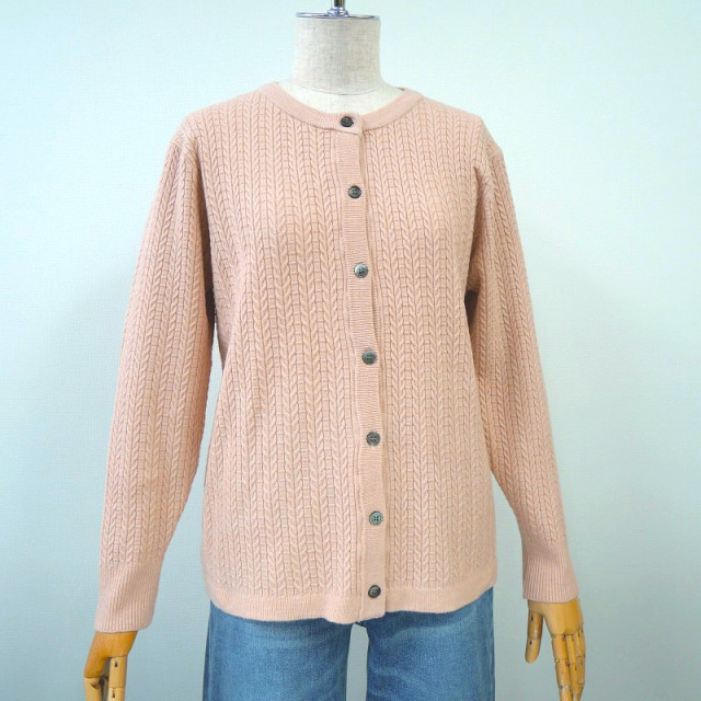 【ソフトな風合い】毛混ケーブル柄ニットカーディガン【12107】