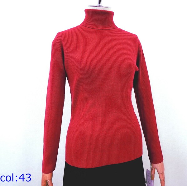 カシミヤ混】リブタートルネック