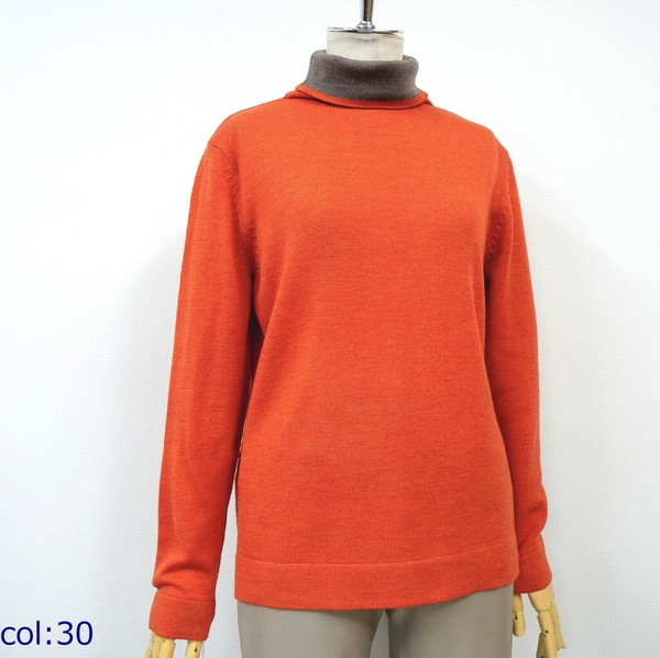 ebure2024AW ライトウールポリエステルタートルネック ビエラヤーン】襟裏配色タートルネック【M・L展開】