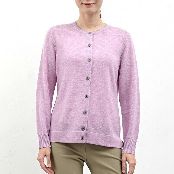 【ビエラヤーン】衿裏配色カーディガン【M・L展開】【18003】