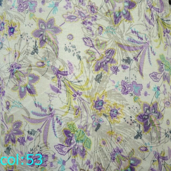 シースルーシャツ ヴィンテージ オパール加工 花柄シャツ パープル シルク製 オパール加工 花柄【7分袖】Tシャツ