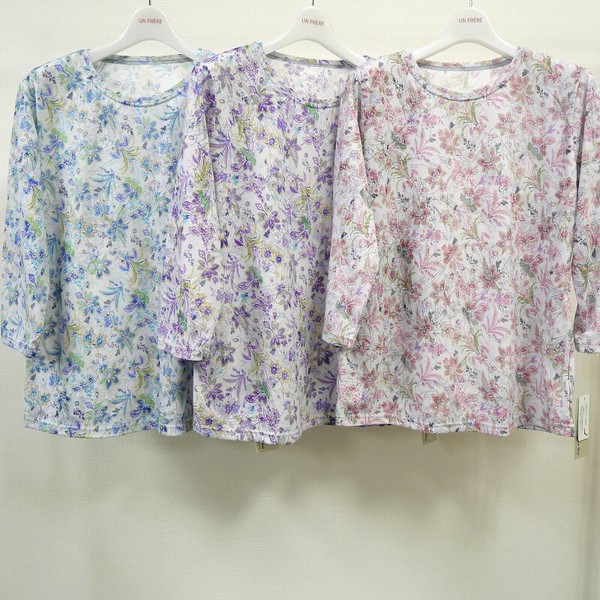 オパール加工 花柄【7分袖】Tシャツ