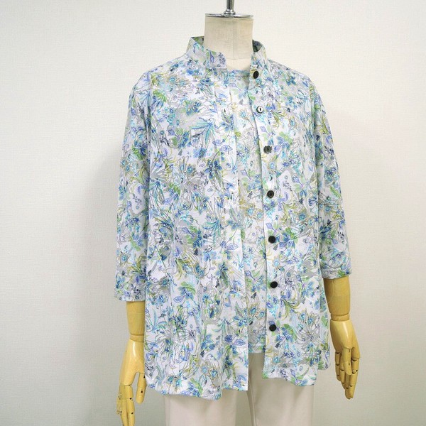 オパール加工 花柄【7分袖】Tシャツ