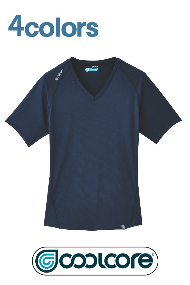 COOLCORE冷却素材で涼しいVネック半袖Tシャツ0045