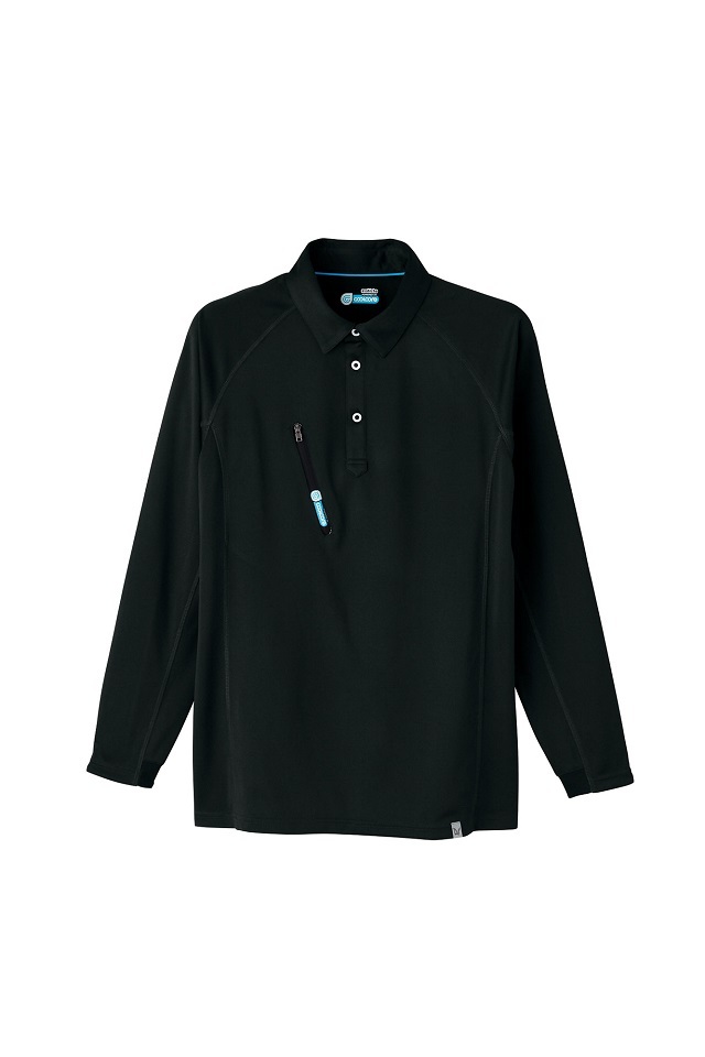 涼しい長袖ポロシャツ黒