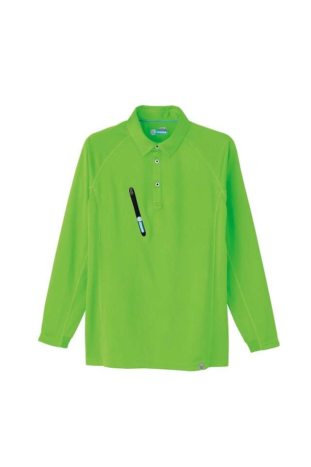 涼しい長袖ポロシャツグリーン