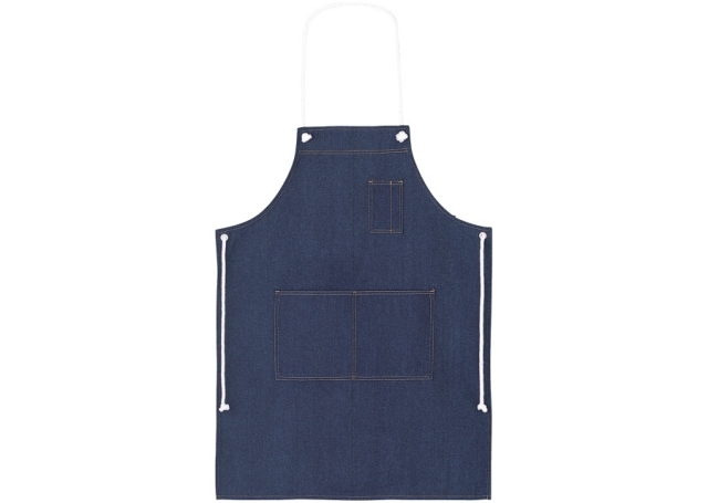 デニム生地の綿100％エプロン10021【胸付ロープ前掛け】 作業服