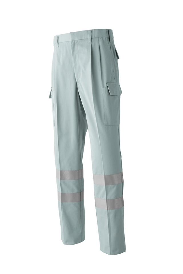 秋冬】光を反射する高視認性男女兼用安全ツータックカーゴパンツE792