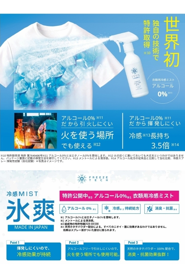衣類用冷感ミスト
