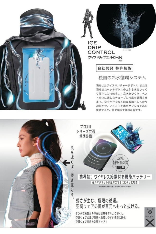 ICEMAN PRO×WORK TRIBE アイスマンプロ　水冷ベスト 水冷服 アイスマンプロ ICEMAN 水冷ベスト VEST 2025年モデル PRO-X2
