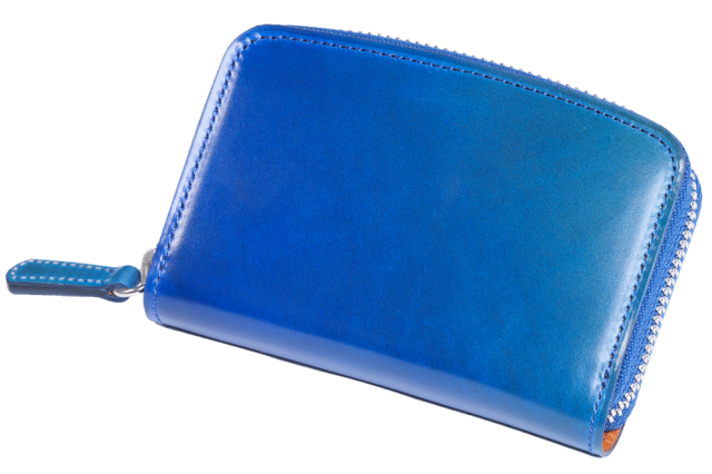 コードバン財布　ミドルウォレット　オールブルー（Gi MW-802）