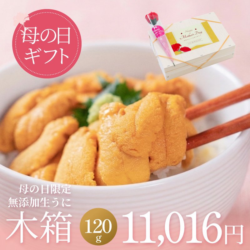【母の日限定】無添加生うに木箱120ｇA級品