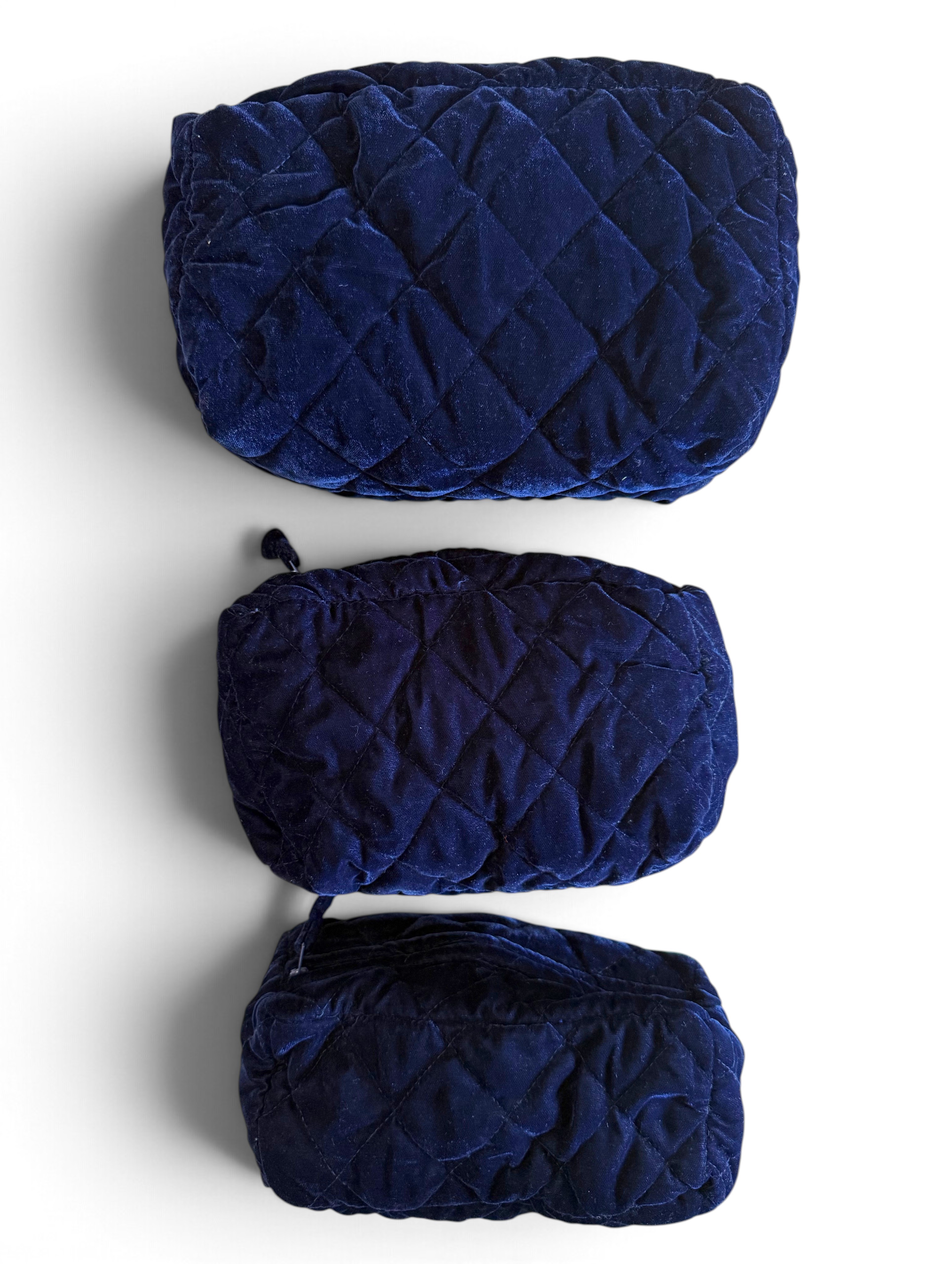 【PALME】ベルベット×シルクのキルティングトリオポーチセット(designed in Paris)