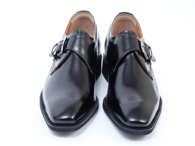 No.1925 ロングノーズ プレーン モンク トレンド 6cm ヒールアップ 本