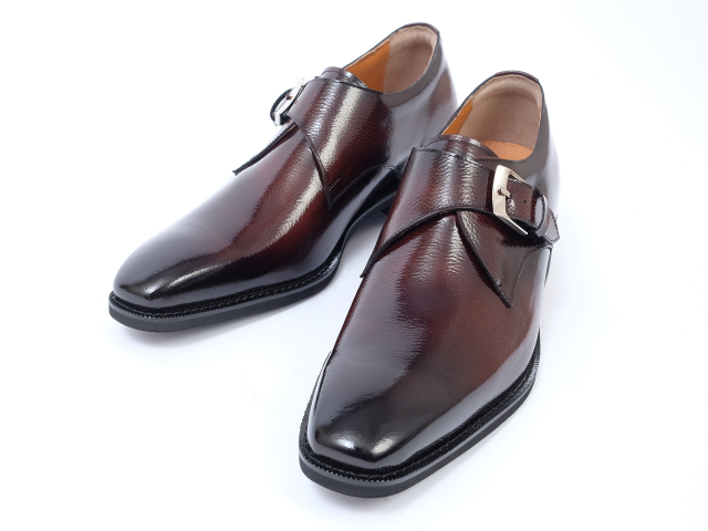 No.1925 ロングノーズ プレーン モンク トレンド 6cm ヒールアップ 本