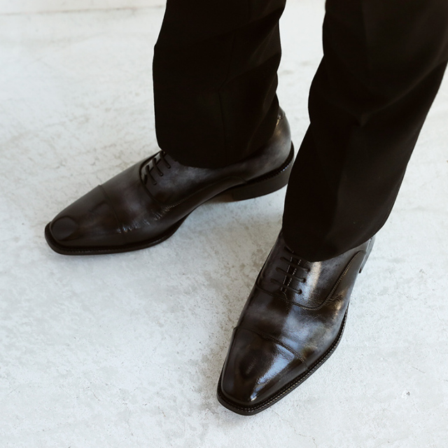 No.378 革靴 手染め 本革ソール ストレートチップ パティーヌ 本革