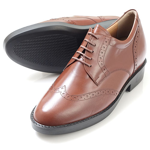 プラス7cm ドレスシューズ サイズ25.5 No.232 カンガルー革 ウイングチップ 7cm マジックインソール