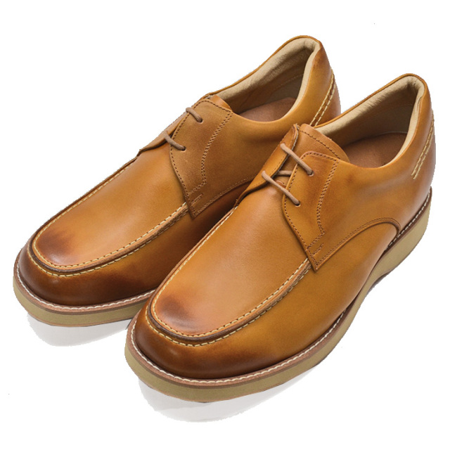 No.513 牛革 カジュアル'70 モカ ひも式 5.5cm 4E 幅広 ワイド