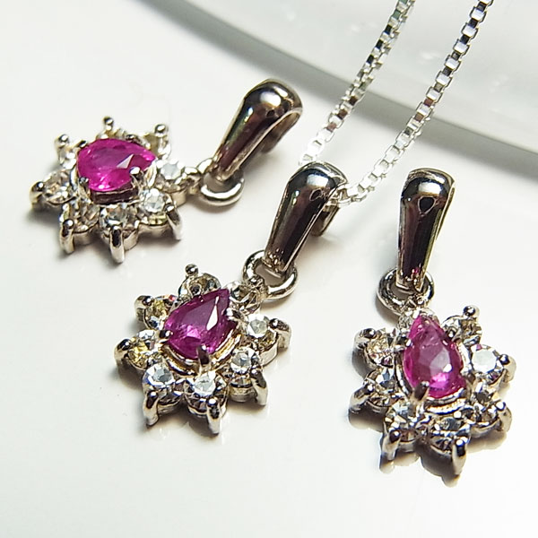 パープルサファイア ドロップ型 ペンダントトップ【天然コランダム】【チェーン付】【鑑別済】サファイア｜ルビー｜天然石｜パワーストーン｜ペンダント｜トップ｜コランダム｜a1319