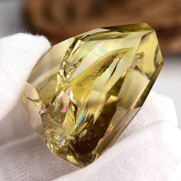 レインボー　虹入り　シトリン　黄水晶　タンブル　ラフカット　磨き　ポリッシュ　天然石　パワーストーン　