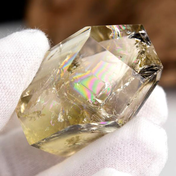 レインボー　虹入り　シトリン　黄水晶　タンブル　ラフカット　磨き　ポリッシュ　天然石　パワーストーン　