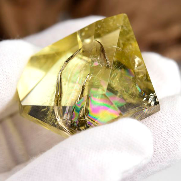 レインボー　虹入り　シトリン　黄水晶　タンブル　ラフカット　磨き　ポリッシュ　天然石　パワーストーン　