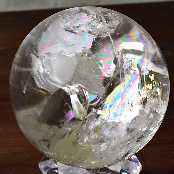 最高級品　天然水晶　特大　丸玉　虹入り水晶　レインボークォーツ　ブラジル産　アレグレ　置物　天然石　パワーストーン