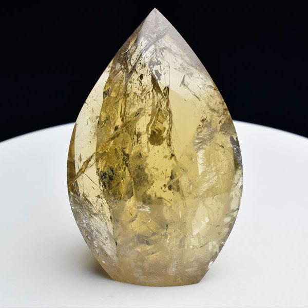 天然シトリン　ブラジル産　フレーム　炎　flame　ポリッシュ　置物　インテリア　金運　パワーストーン