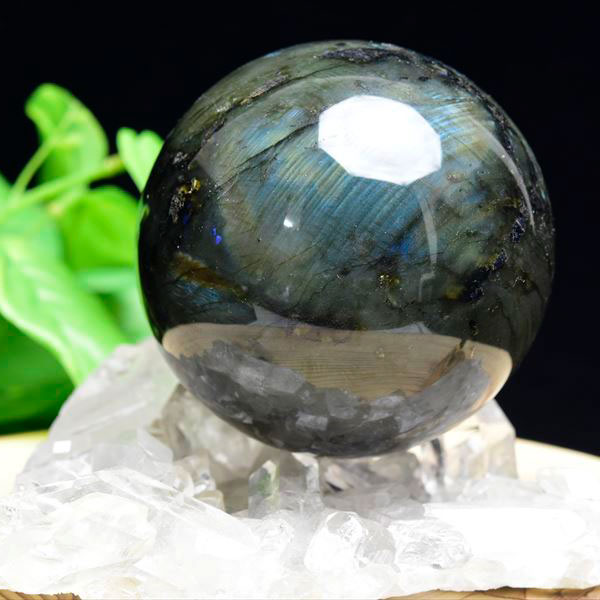 ラブラドライト　丸玉　水晶クラスター　原石　置物　浄化　セット　天然石　パワーストーン