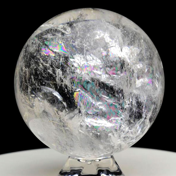天然水晶　レインボー水晶　虹入り水晶　水晶　丸玉　スフィア　置物　風水　開運　天然石　パワーストーン