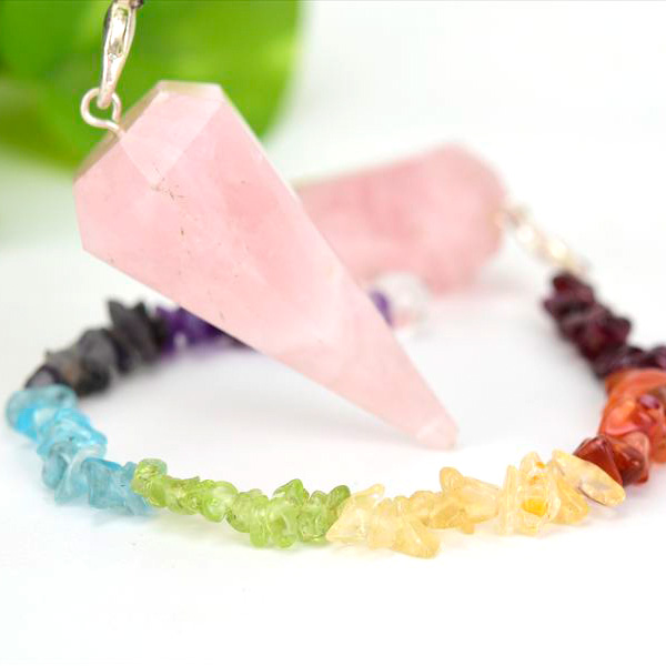 ペンデュラム　チャクラ　ローズクォーツ　ダウジング　振り子　占い　パワーストーン