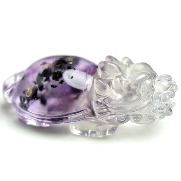 ロマネサイトインアメジスト　龍亀　ロングイ　置物　花入りアメジスト　紫水晶　風水　財運　天然石　パワーストーン