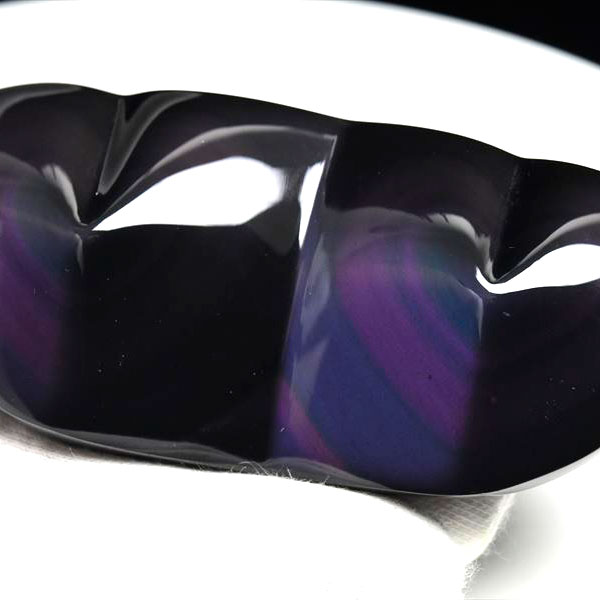 レインボーオブシディアン　ハート　置物　黒曜石　メキシコ産　ダブルハート　オブジェ　天然石　パワーストーン