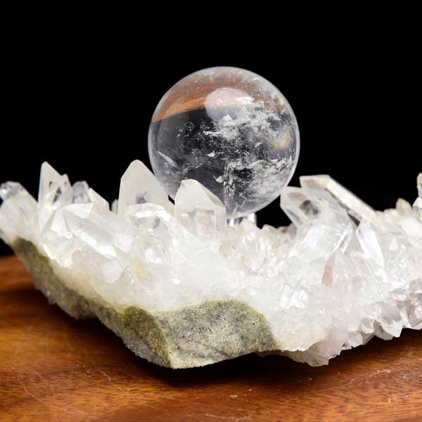 アーカンソー産　水晶　クラスター　原石　丸玉　置物　浄化セット　天然石　パワーストーン