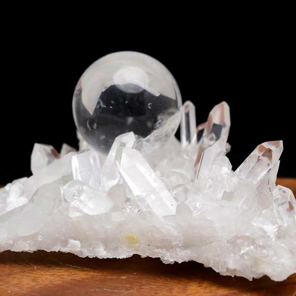 アーカンソー産　水晶　クラスター　原石　丸玉　置物　浄化セット　天然石　パワーストーン