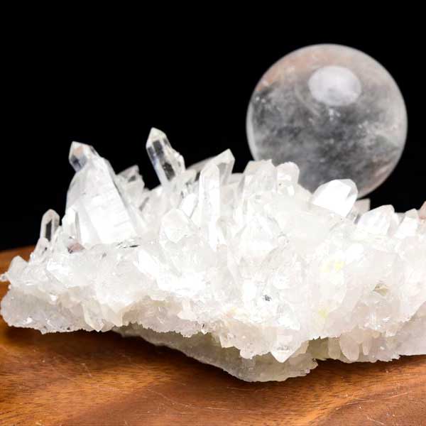 アーカンソー産　水晶　クラスター　原石　丸玉　置物　浄化セット　天然石　パワーストーン