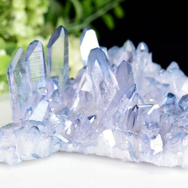 アクアオーラ スカイブルーオーラ アーカンソー 水晶 タンザンオーラ オーラクォーツ 蒸着水晶 クラスター 原石