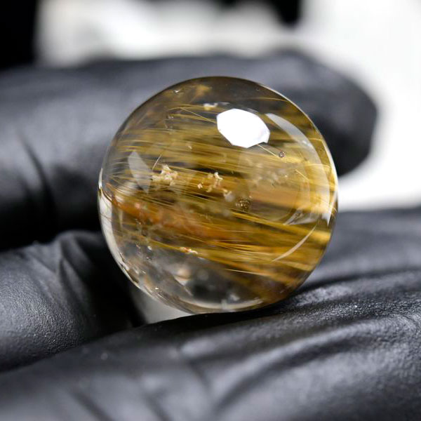 ルチルクォーツ　ゴールドルチル　丸玉　球　置物　金運　商売繁盛　針水晶　パワーストーン