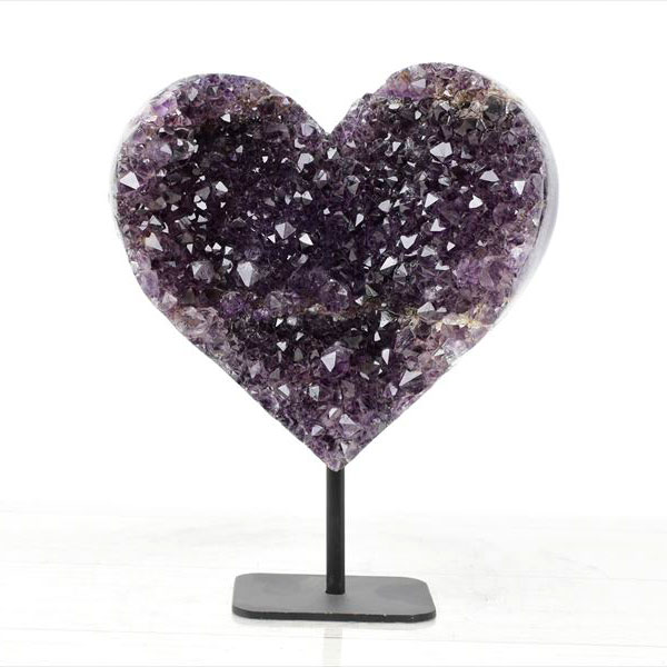 アメジストクラスター　ハート　ウルグアイ産　アメジスト　原石　スタンド　インテリア　浄化　天然石　パワーストーン
