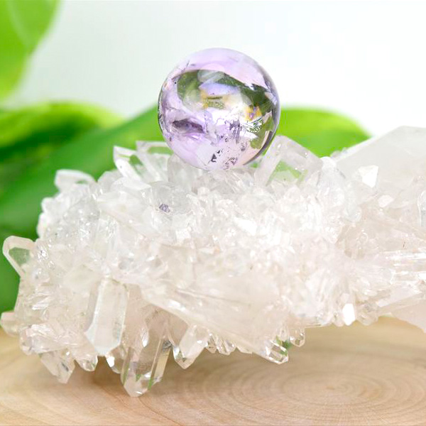 レインボーアメジスト　ラベンダーアメジスト　丸玉　水晶クラスター　浄化セット　インテリア　天然石　パワーストーン